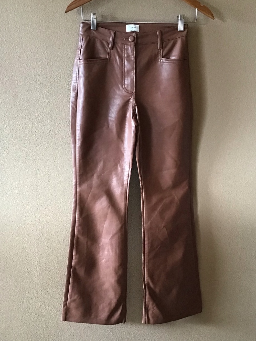 Wilfred Brown Faux Leather Bootcut Pants Size 0